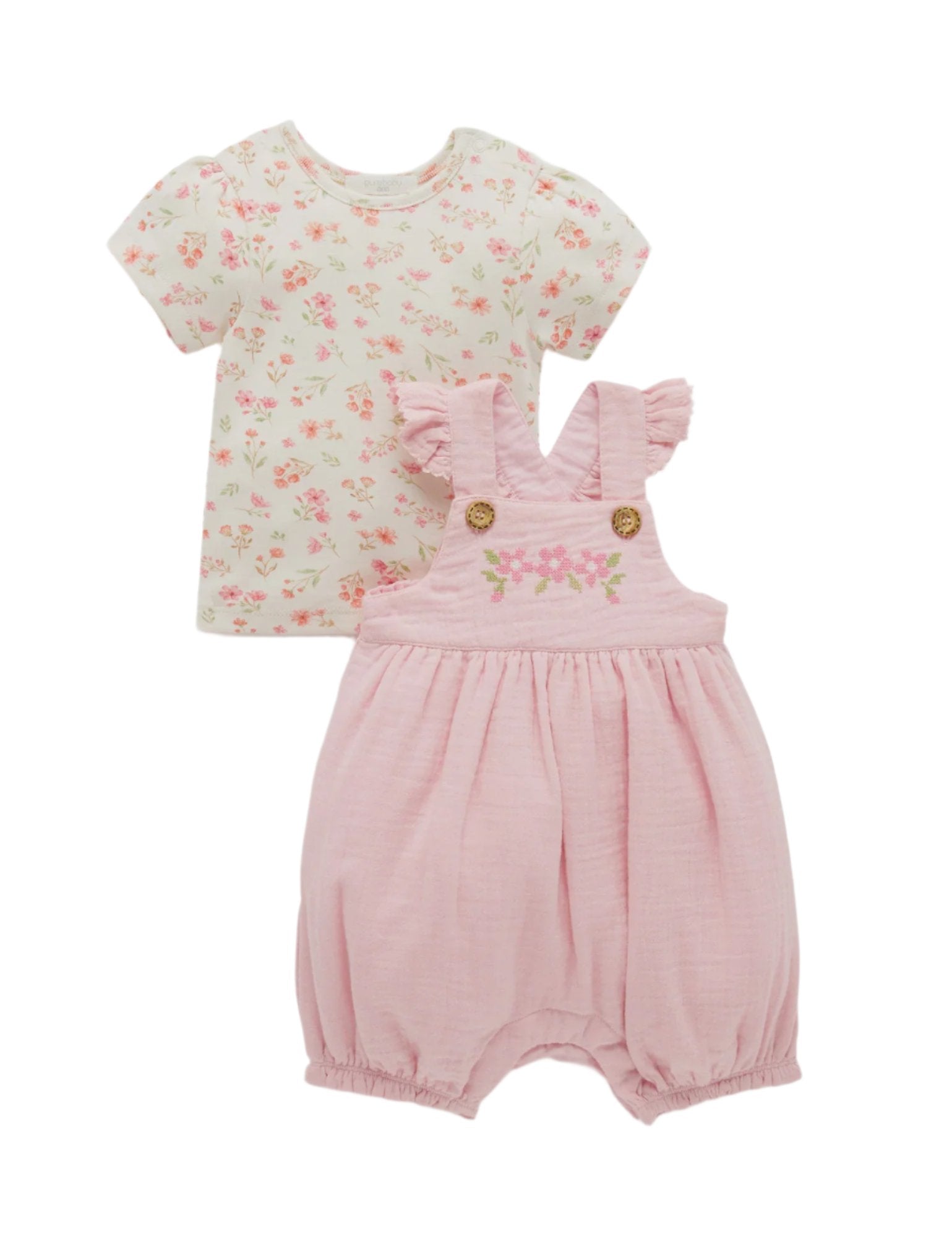 EMBROIDERED OVERALL SET - POPSICLE | Purebaby