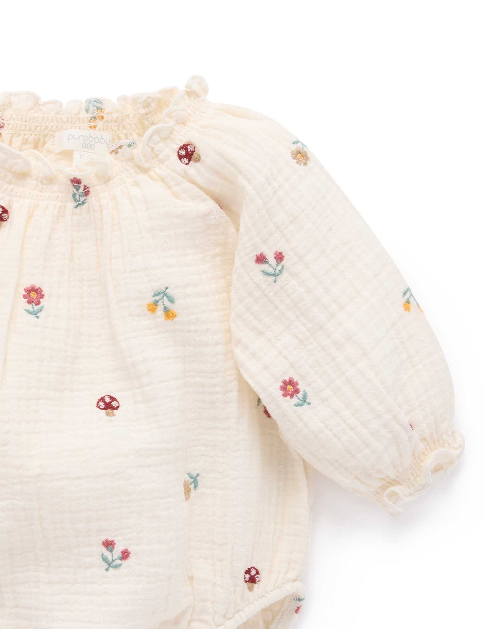 Embroidered Bodysuit - Forest Broderie | Purebaby