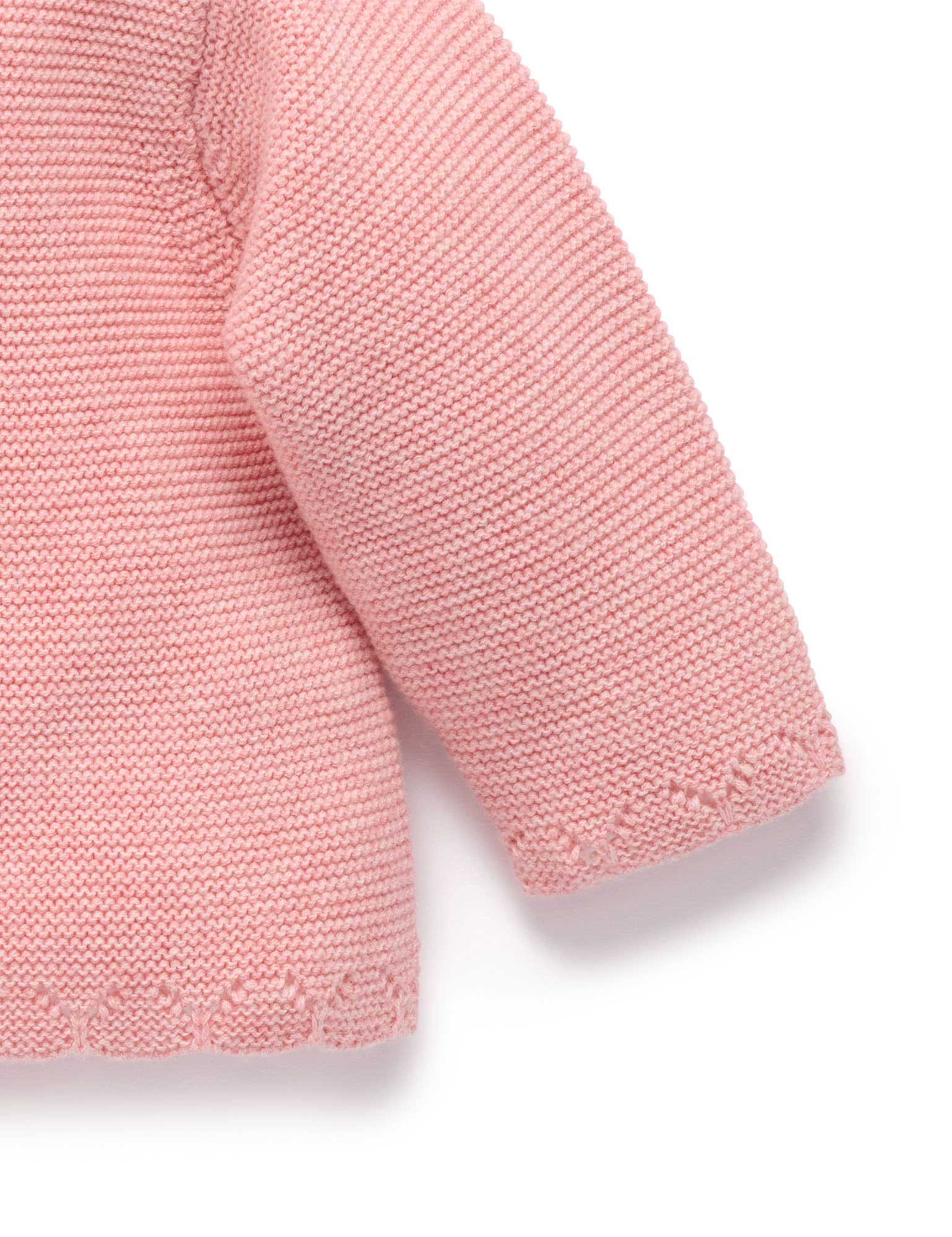 Crochet Collar Cardigan - Blush Melange | Purebaby