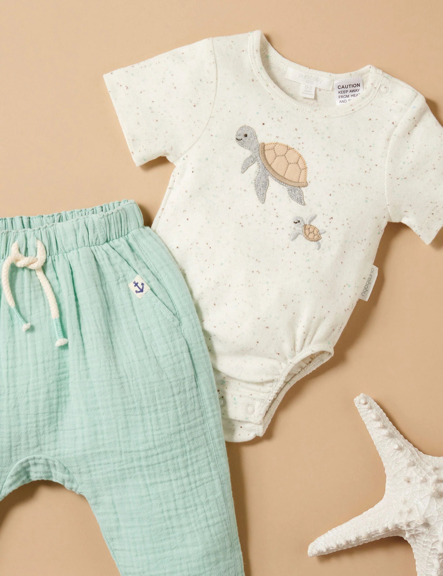 APPLIQUED BODYSUIT - DRIFTWOOD NEPPY | Purebaby