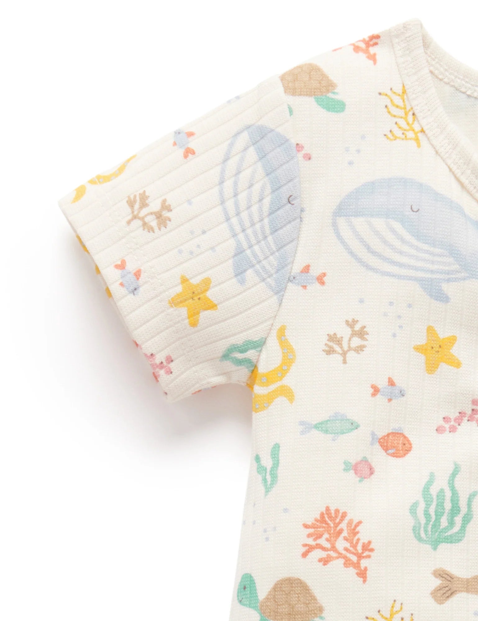 RIB ZIP GROWSUIT - HAPPY IN THE SEA PRINT | Purebaby