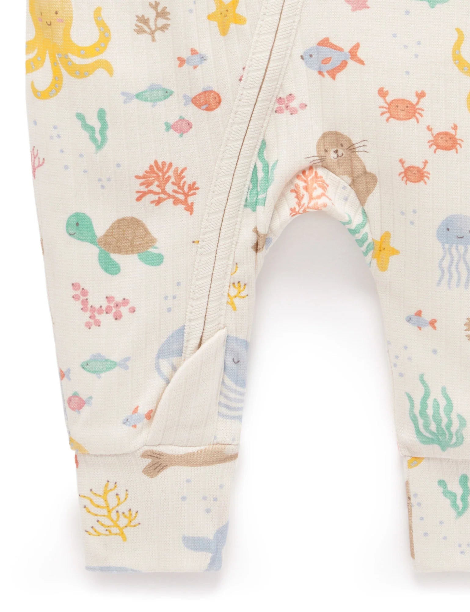 RIB ZIP GROWSUIT - HAPPY IN THE SEA PRINT | Purebaby