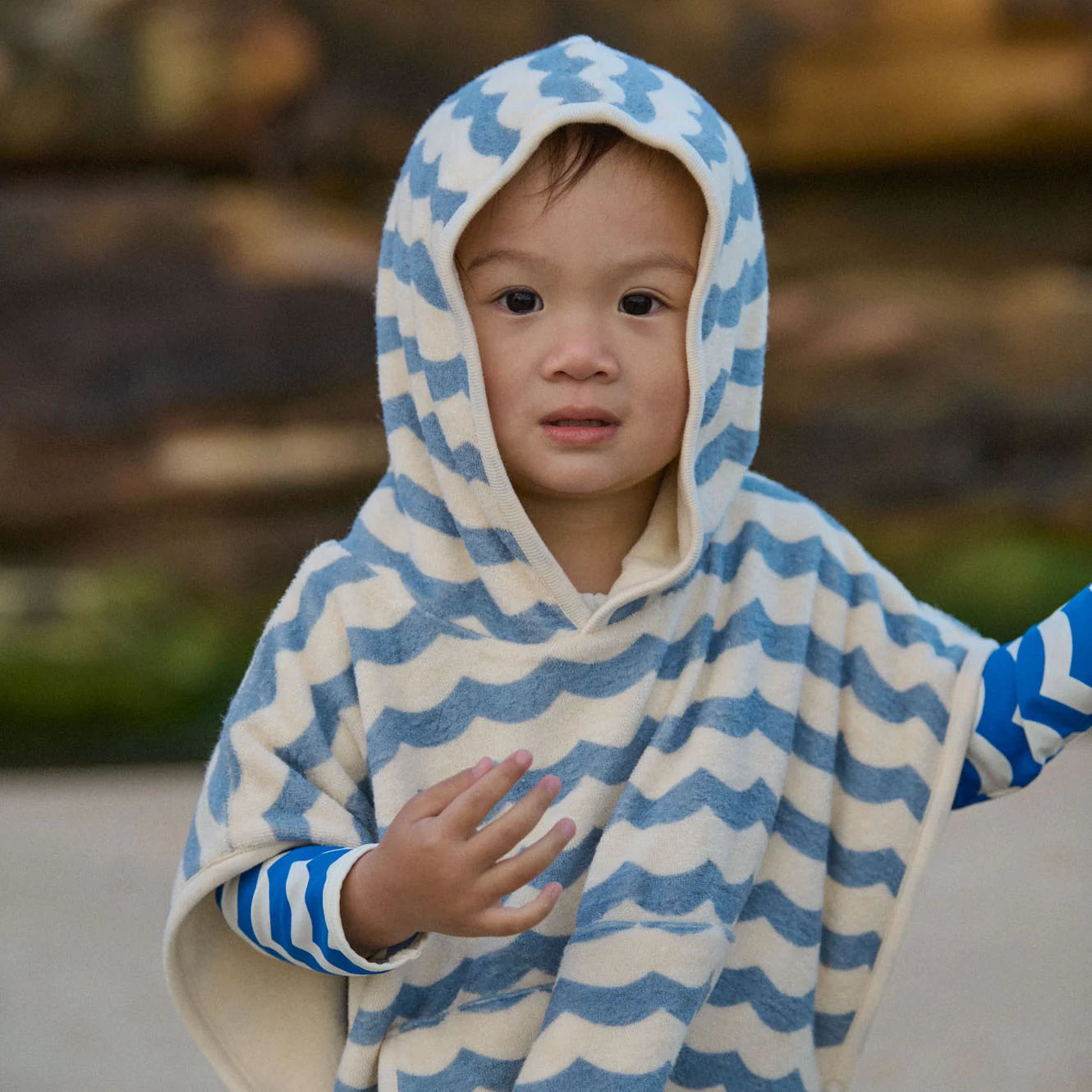 PONCHO TOWEL - Waves Print | Nature Baby