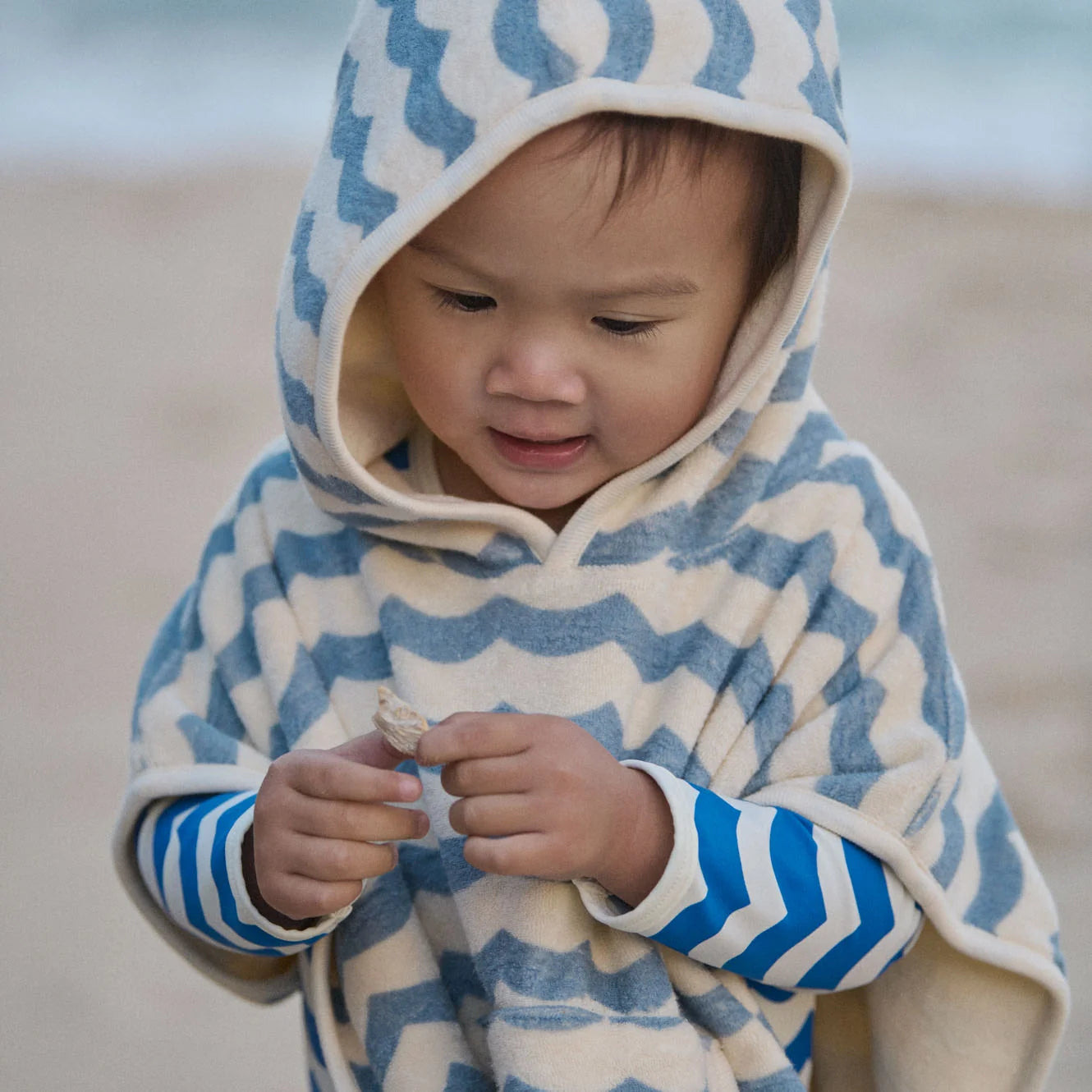 PONCHO TOWEL - Waves Print | Nature Baby