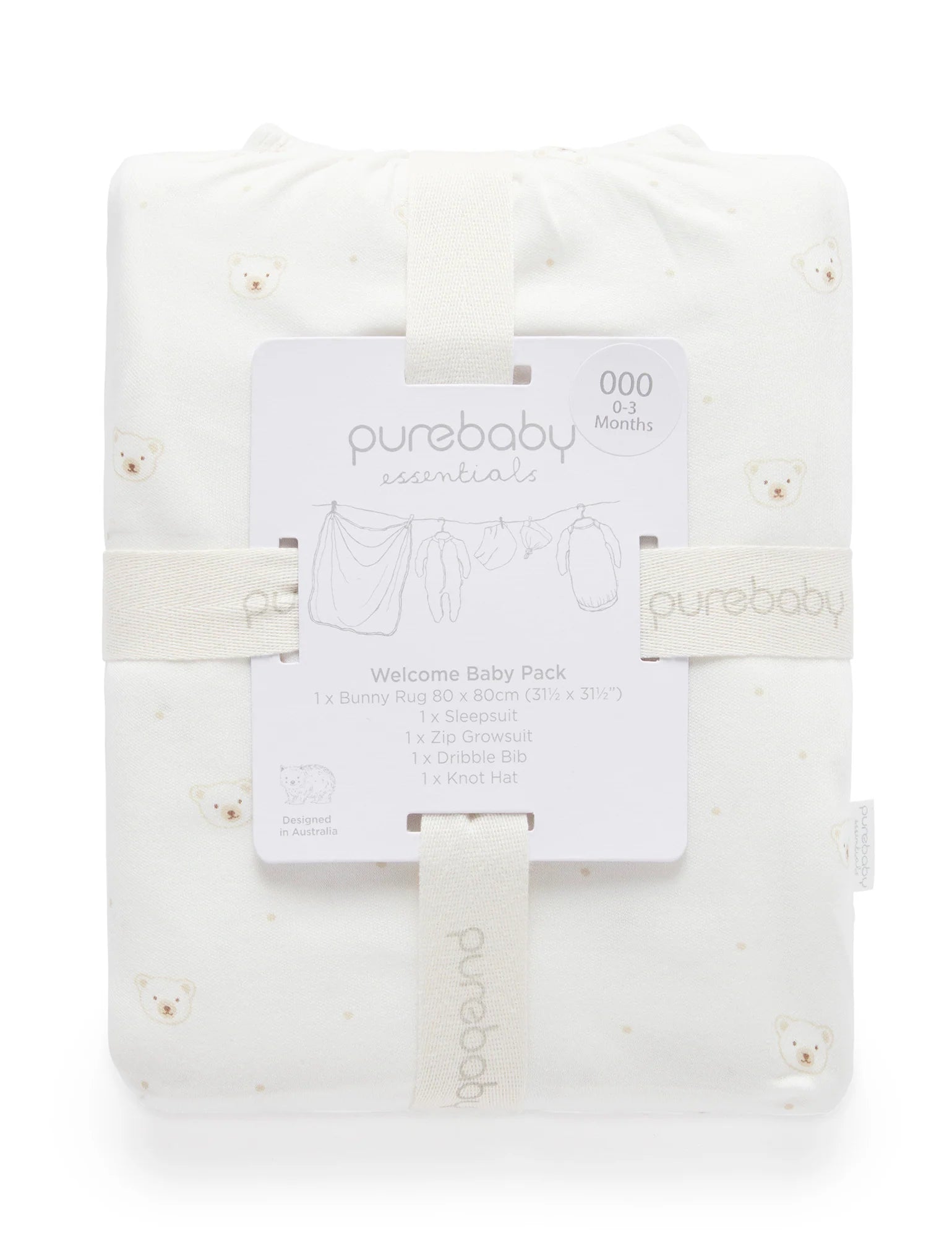Vanilla Bear Welcome Baby Pack | Purebaby