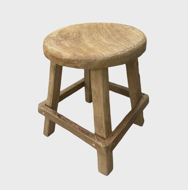 Fergs Rustic Round Wooden Stool | Blue Goose Imports