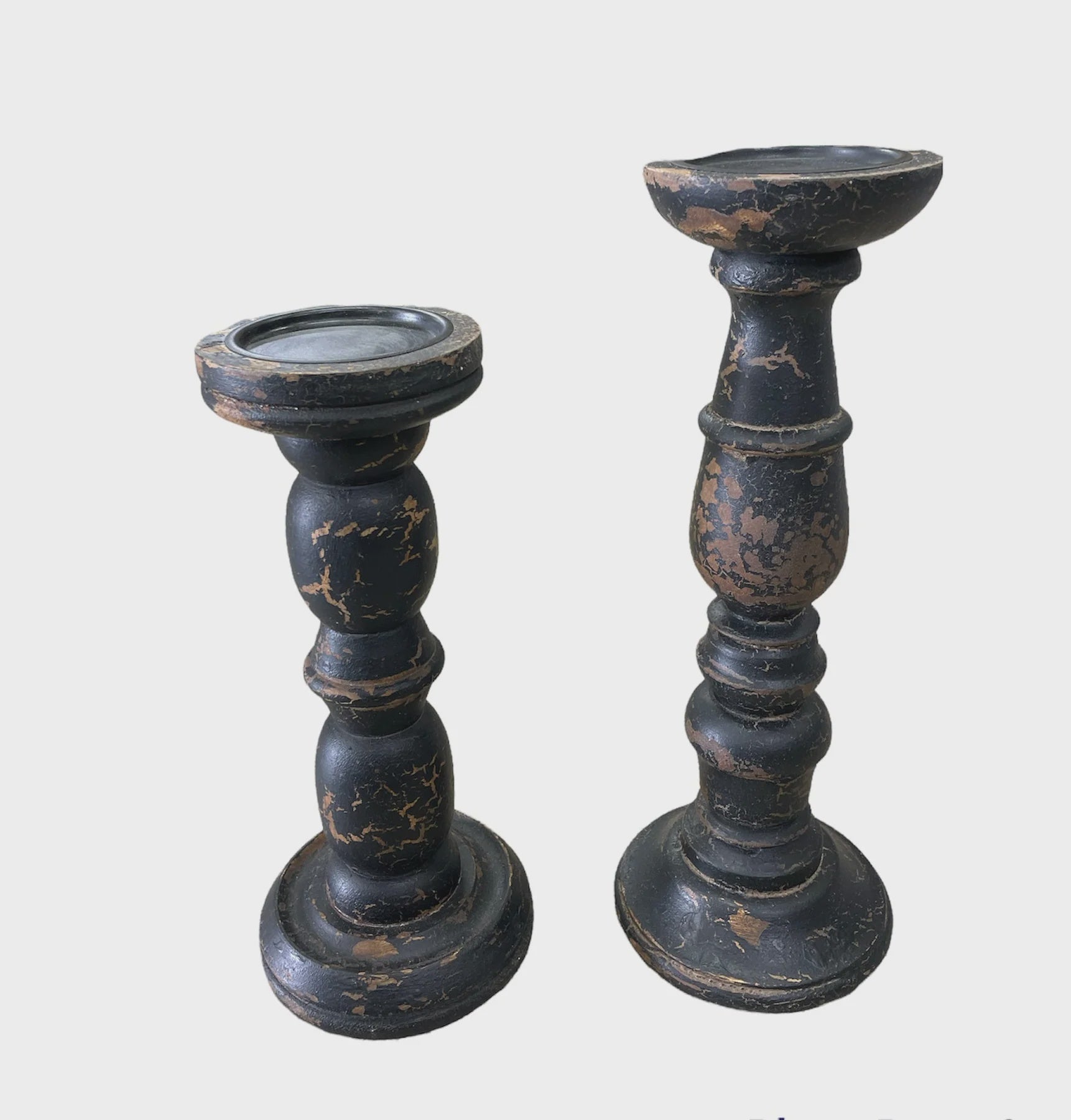 Distressed Candle Stick - Black | Blue Goose Imports