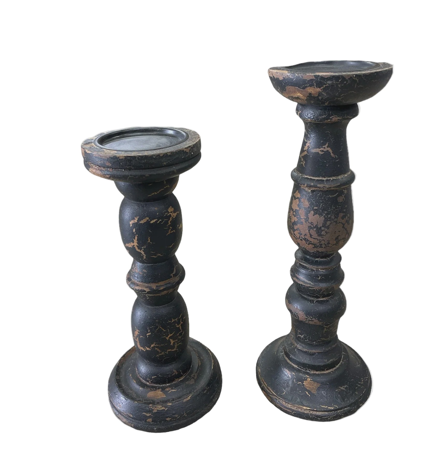 Distressed Candle Stick - Black | Blue Goose Imports