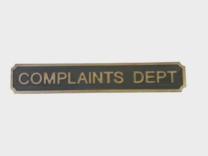 Complaints Dept - Wooden Sign | Blue Goose Imports