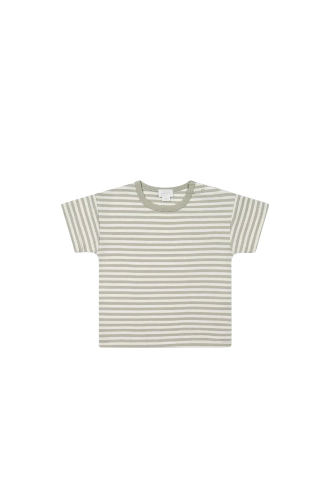 Pima Cotton Hunter Tee - Narrow Stripe Deep Olive/Soft Clay | Jamie Kay