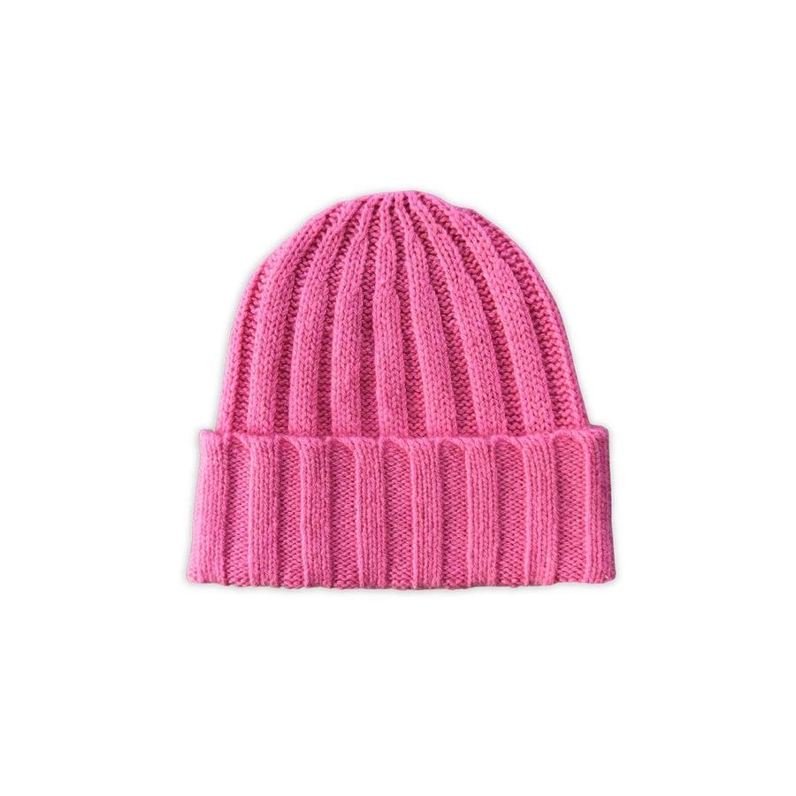Merino Blend Rib Knit Beanie - Raspberry | Grown