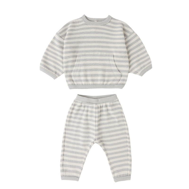 Waffle Sweater Set || Sky Stripe - Sky | Quincy Mae