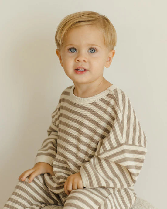 WAFFLE SLOUCH SET || OLIVE  STRIPE | Quincy MaeT6T5