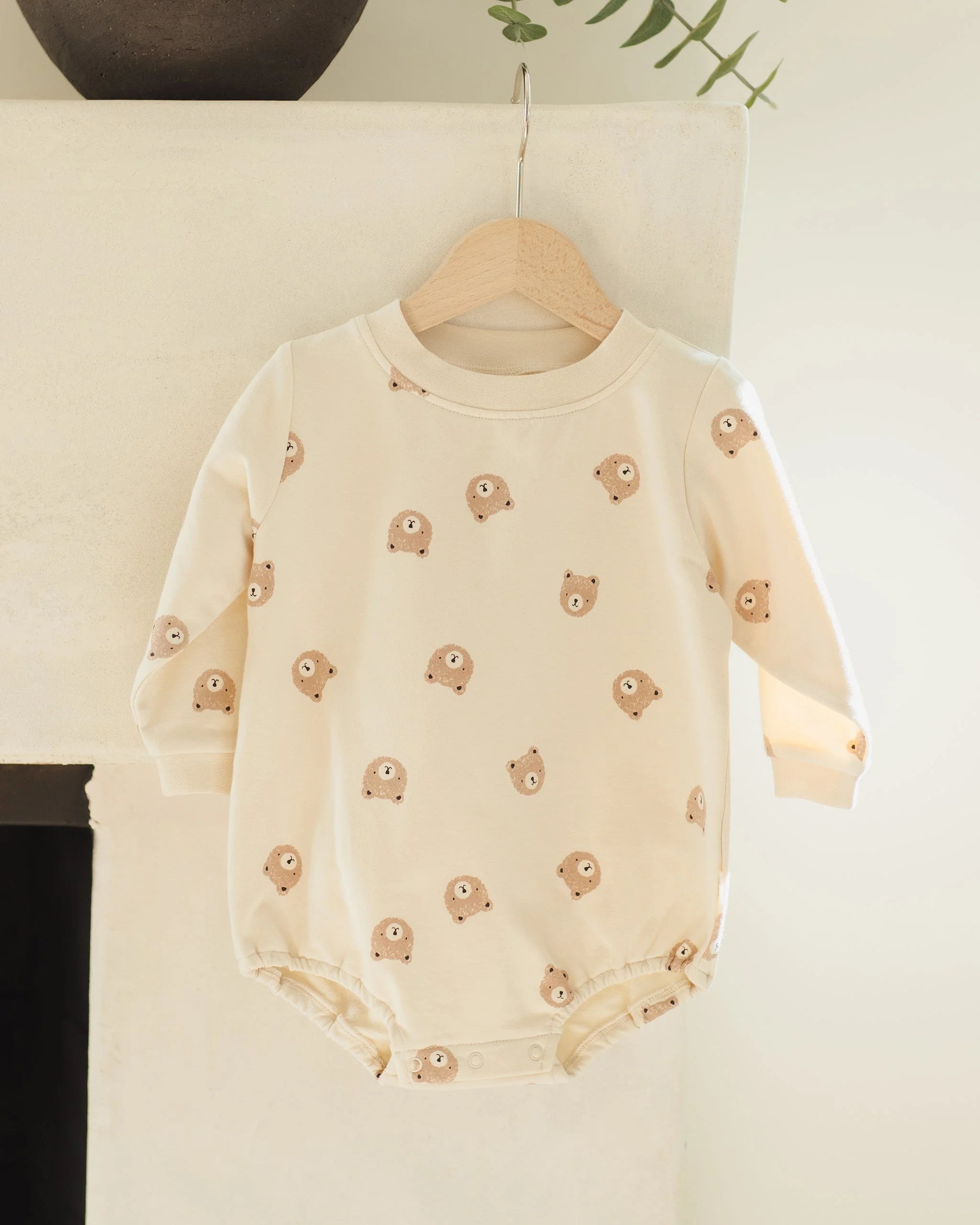 CREWNECK BUBBLE ROMPER || BROWN BEAR | Quincy Mae