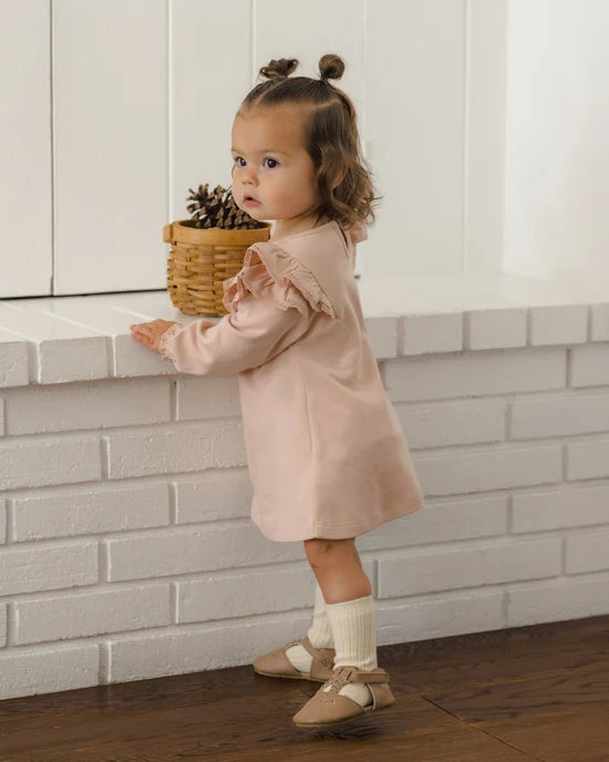 Long Sleeve Flutter Dress Dusty Rose | Quincy Mae