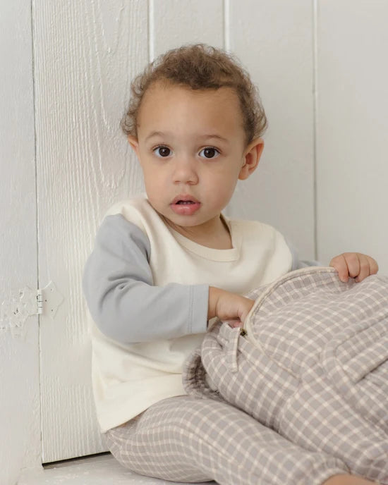 WOVEN PANT BLUE GINGHAM - CLOUD | Quincy Mae