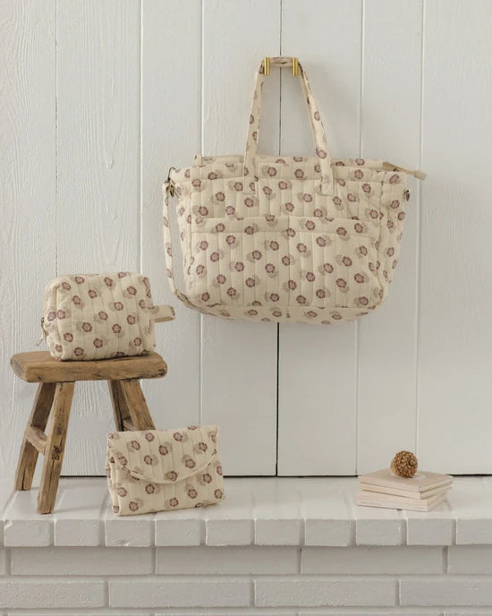 DIAPER BAG + CHANGING PAD SET FALL FLORAL - NATURAL | Quincy Mae