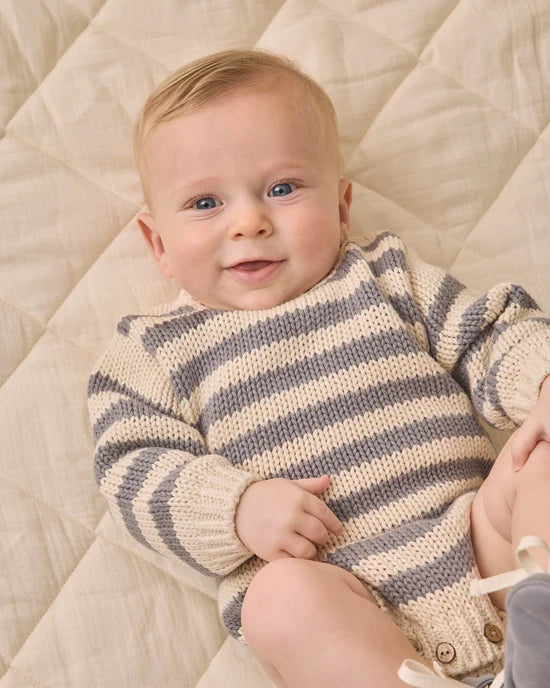 REX ROMPER SLATE STRIPE - SLATE | Quincy Mae