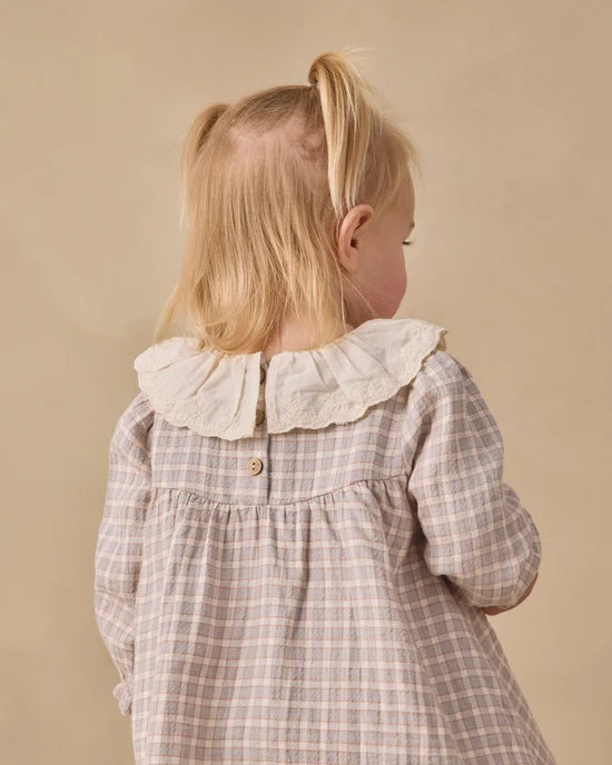 CALLIE DRESS BLUE GINGHAM - CLOUD | Quincy Mae