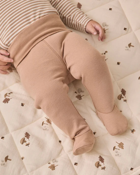 SIDE SNAP BODYSUIT + PANT SET ALMOND STRIPE - ALMOND | Quincy Mae