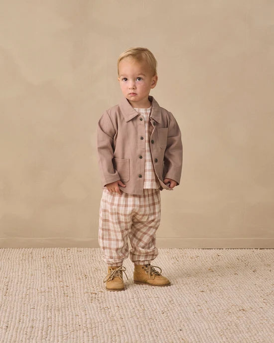 WOVEN PANT RUSTIC PLAID - ALMOND | Quincy Mae