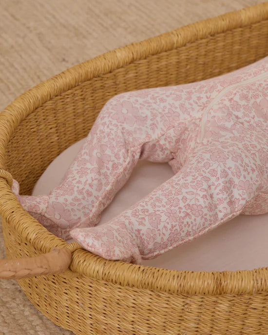 Zip Long Sleeve Sleeper Footie || Pink Blossom | Quincy Mae