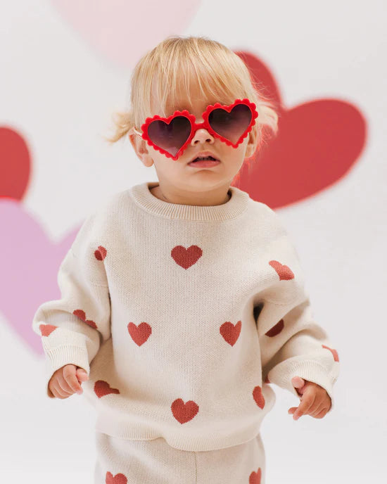 Heart Knit Sweater || Natural | Quincy Mae