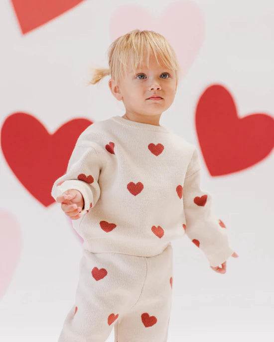 Heart Knit Sweater || Natural | Quincy Mae