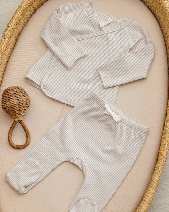 Wrap Top + Footed Pant Set || Sky | Quincy Mae