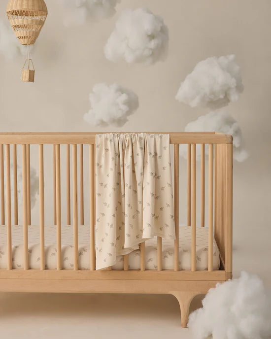 Bamboo Swaddle || Elephants - Natural | Quincy Mae