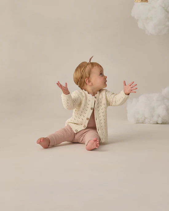 Scalloped Cardigan || Natural - Natural | Quincy Mae