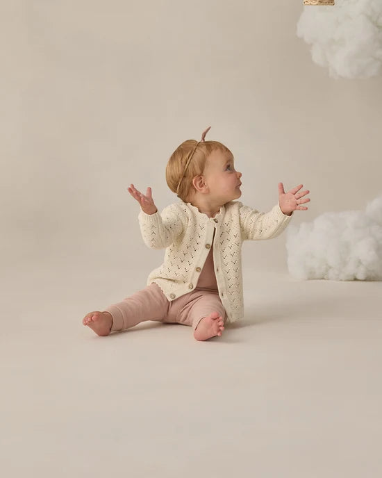 Scalloped Cardigan || Natural - Natural | Quincy Mae