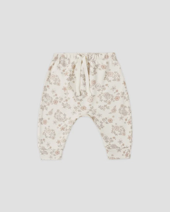 DRAWSTRING PANT FLORAL VINE - NATURAL | Quincy Mae