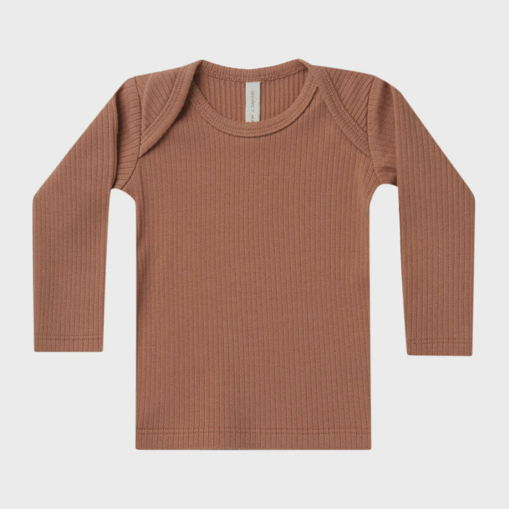 Ribbed Long Sleeve Tee - Amber | Quincy Mae