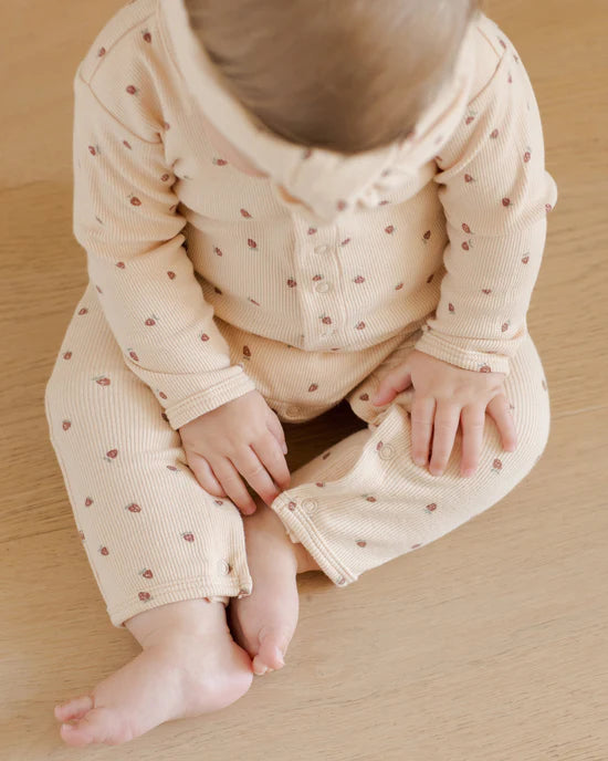 Ribbed Baby Jumpsuit - Strawberries | Quincy Mae