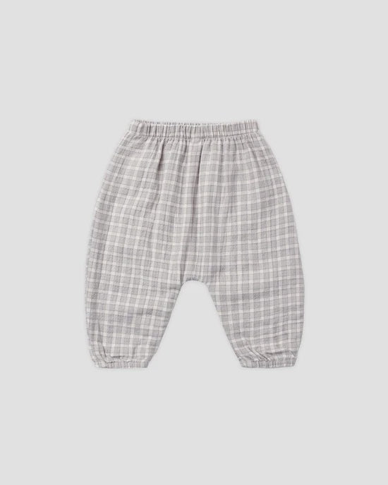 WOVEN PANT BLUE GINGHAM - CLOUD | Quincy Mae