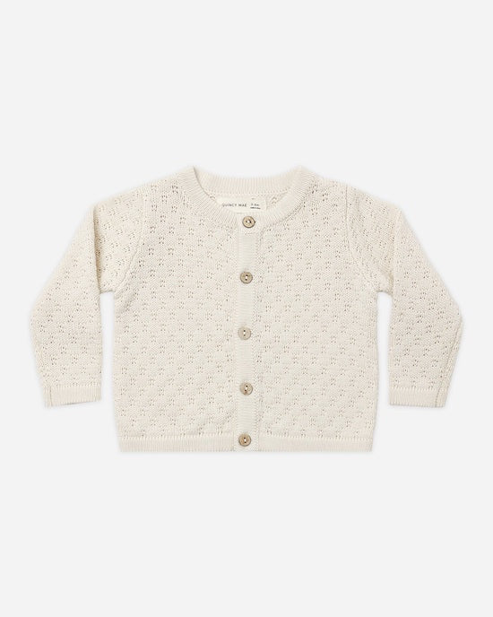 KNIT CARDIGAN NATURAL - NATURAL | Quincy Mae