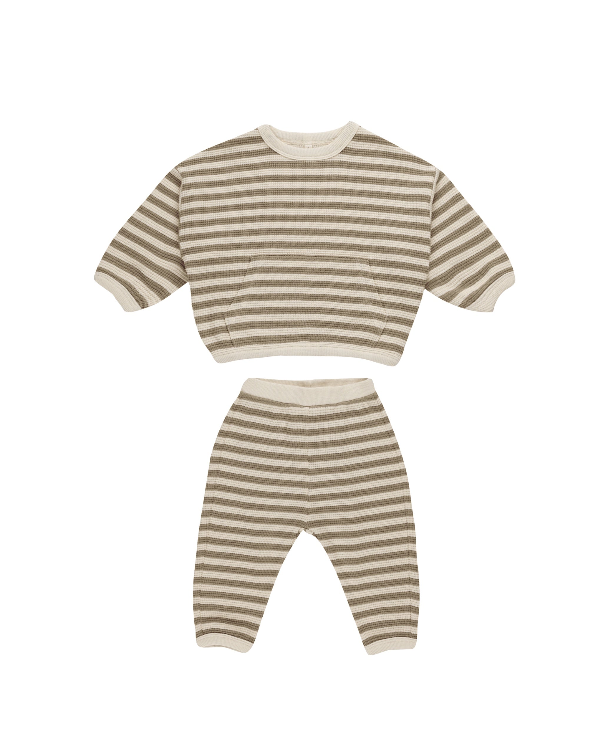 WAFFLE SLOUCH SET || OLIVE  STRIPE | Quincy MaeT6T5