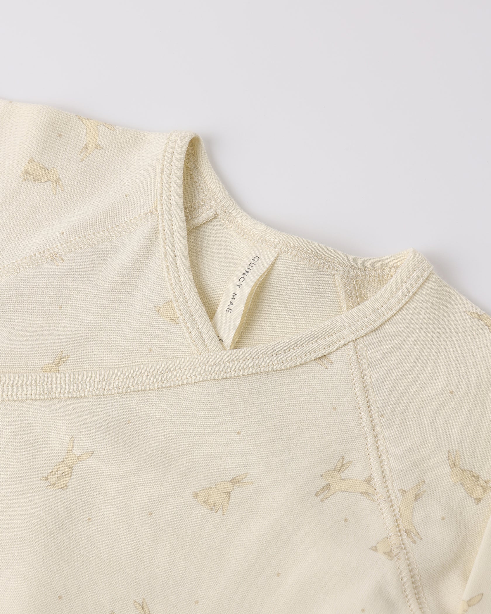 Wrap Top + Footed Pant Set - Bunnies - Natural | Quincy Mae