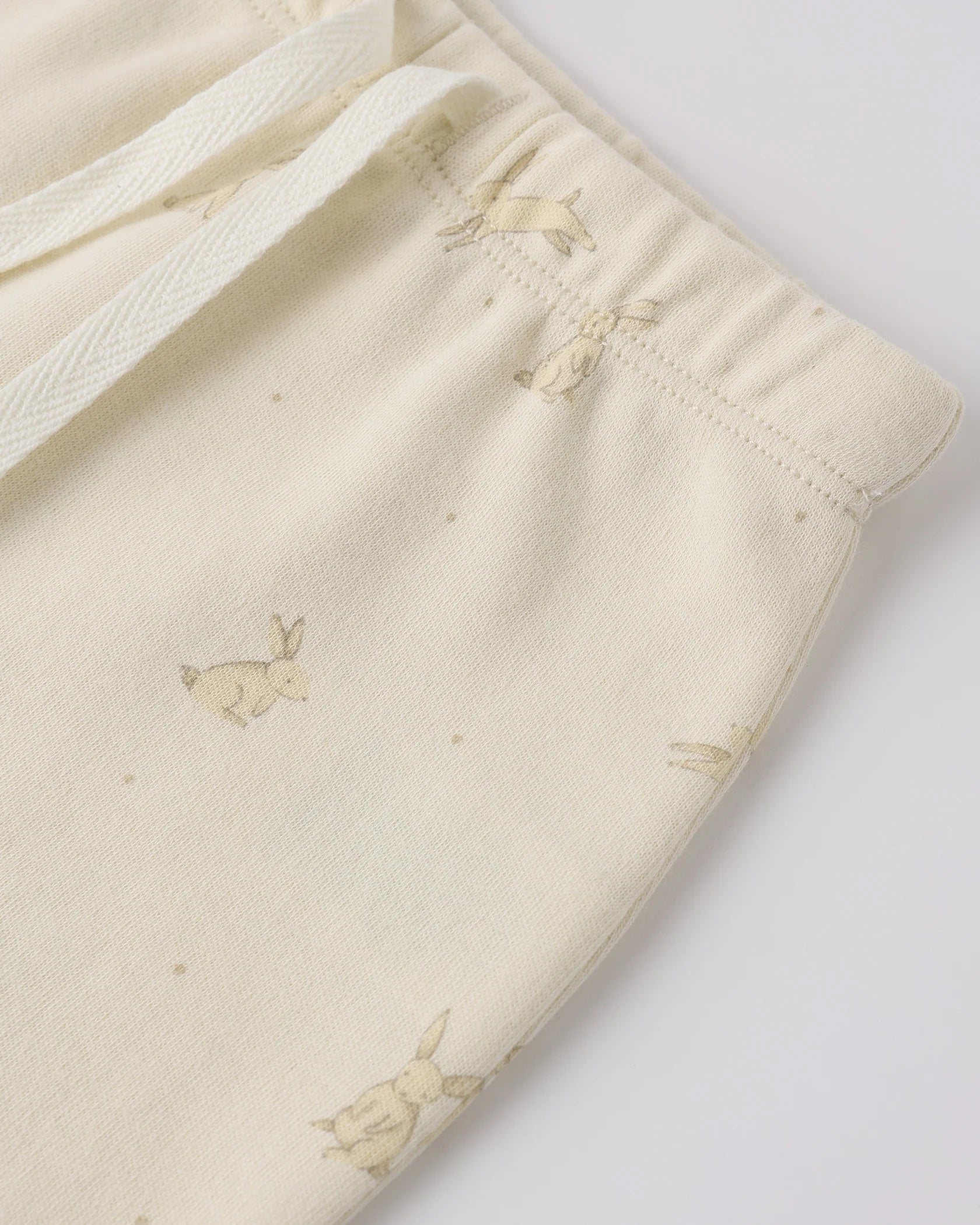 Wrap Top + Footed Pant Set - Bunnies - Natural | Quincy Mae