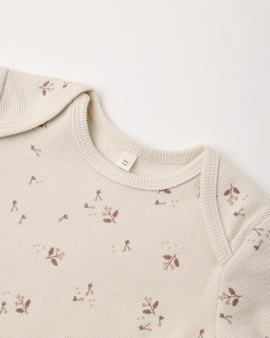 KNOTTED BABY GOWN + HAT SET FALL DITSY - NATURAL | Quincy Mae