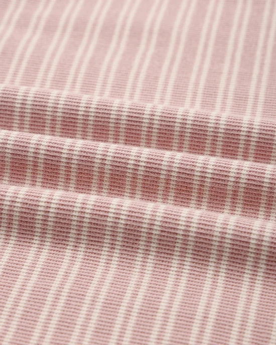 KNOTTED BABY GOWN + HAT SET DUSTY ROSE MICROSTRIPE - DUSTY-ROSE | Quincy Mae