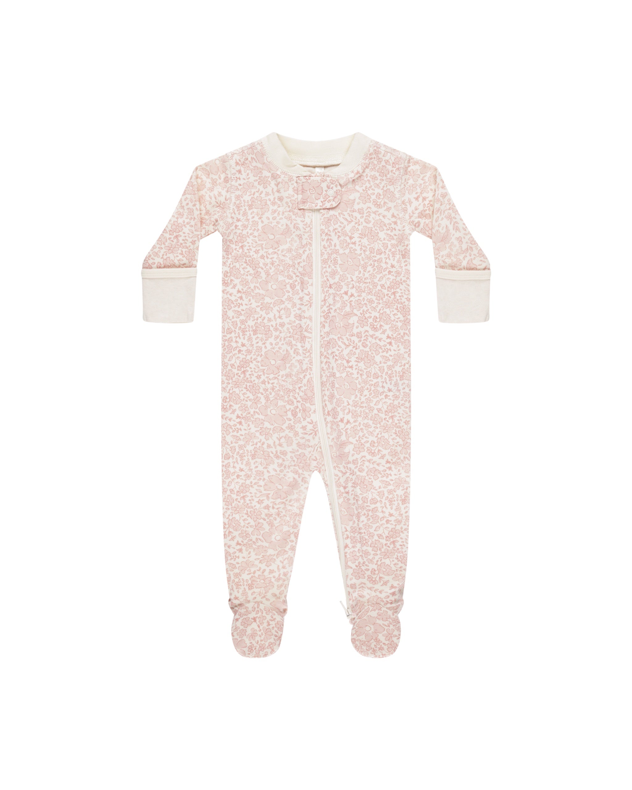 Zip Long Sleeve Sleeper Footie || Pink Blossom | Quincy Mae