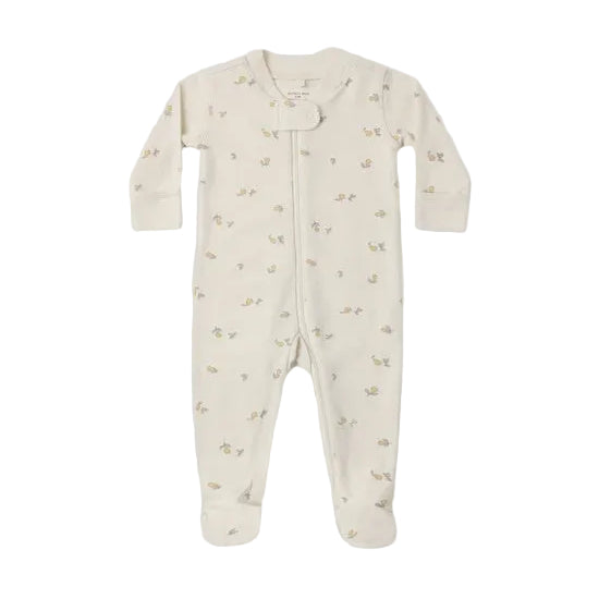 Zip Long Sleeve Sleeper Footie Pears - Natural | Quincy Mae