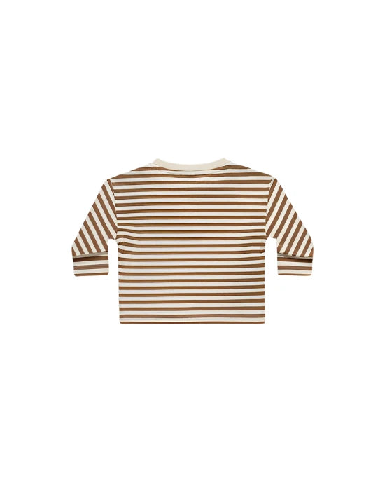 LONG SLEEVE HENLEY TEE || CINNAMON STRIPE