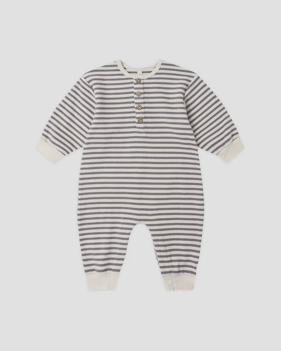 RELAXED JUMPSUIT SLATE STRIPE - SLATE | Quincy Mae