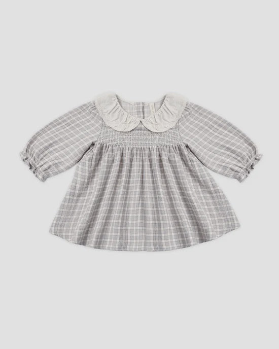 CALLIE DRESS BLUE GINGHAM - CLOUD | Quincy Mae