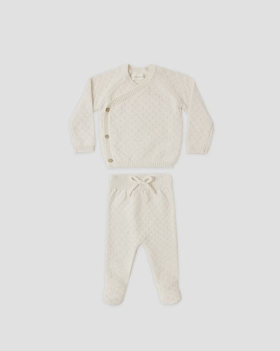 KNIT WRAP TOP + PANT SET NATURAL - NATURAL | Quincy Mae