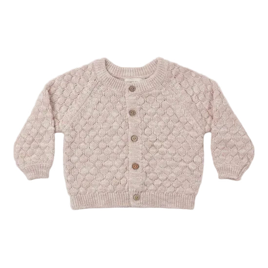 BUBBLE KNIT CARDIGAN DUSTY ROSE SPECKLE | Quincy Mae
