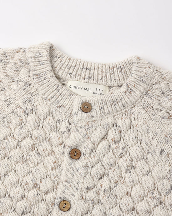 BUBBLE KNIT CARDIGAN NATURAL CONFETTI - NATURAL | Quincy Mae